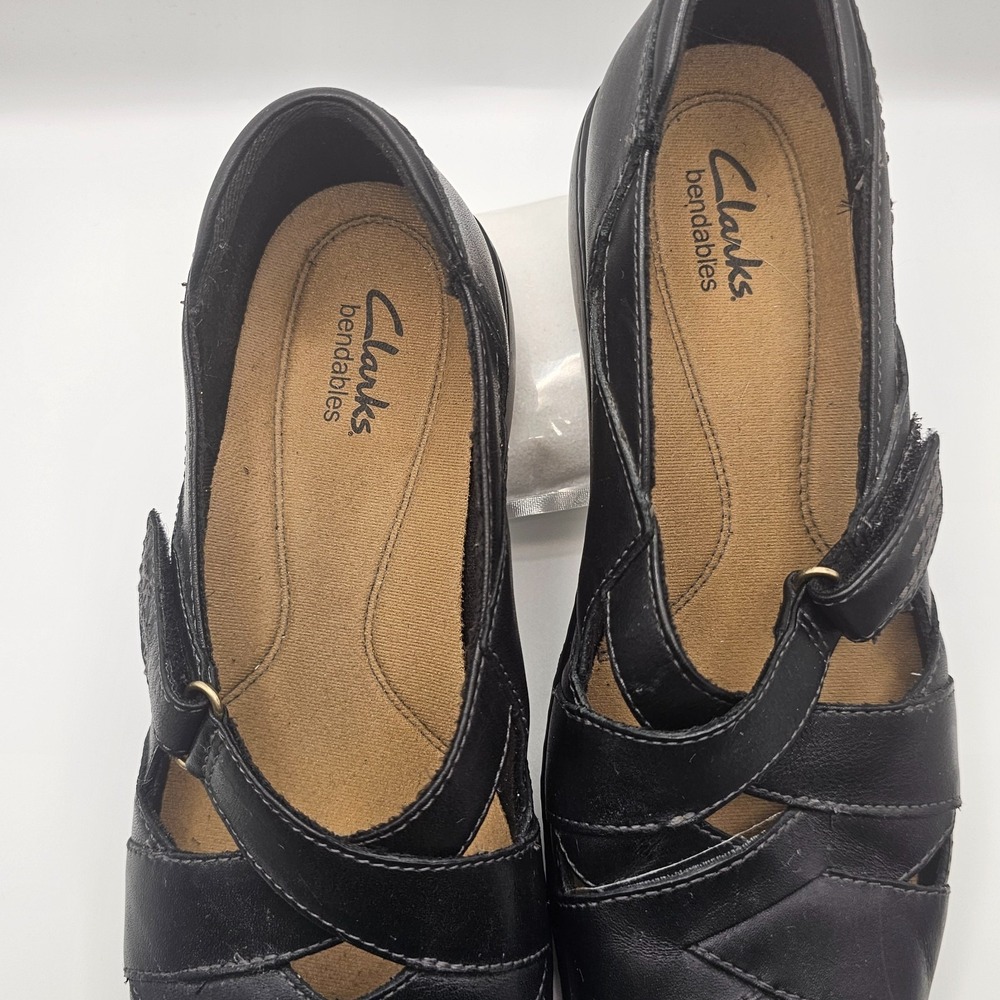 Clarks Bendables Women's Black Leather Mary Jane Comfort Shoes Size 7.5 - Picture 3 of 11